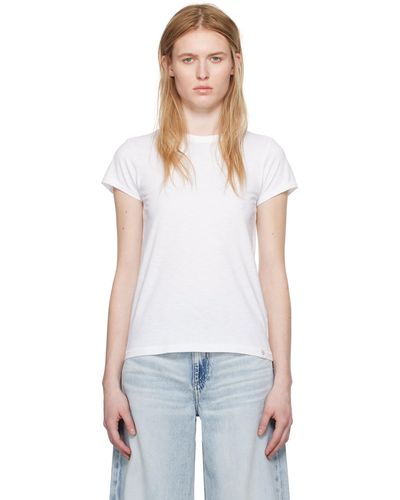 Rag & Bone Ragbone t-shirt blanc en coton pima bio flammé - Multicolore