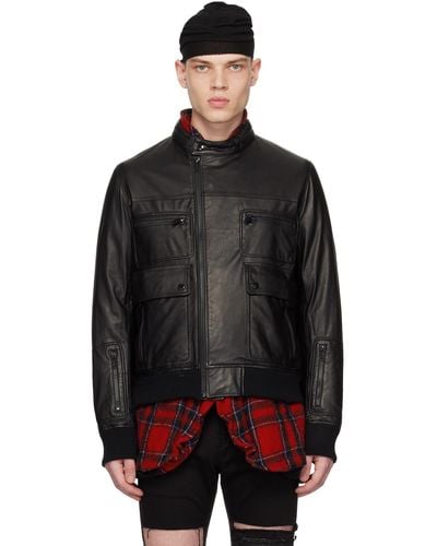 Undercover Zip Leather Jacket - Black