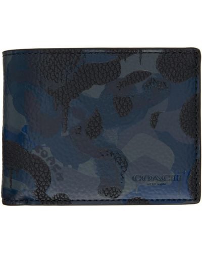 COACH Blue & Navy Slim Billfold Camo Print Wallet