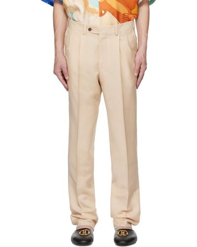 Bally Beige Straight Pants - Natural