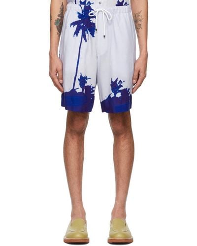 Dries Van Noten Len Lye Edition Palm Tree Shorts - Blue