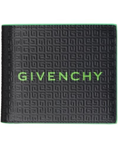 Givenchy Micro portefeuille noir et vert à motif 4g - Gris