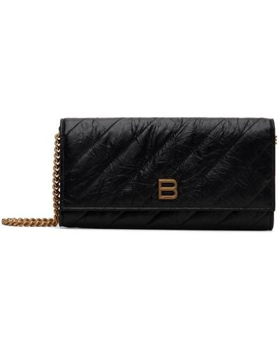 Balenciaga Crush Wallet On Chain Quilted Bag - Black