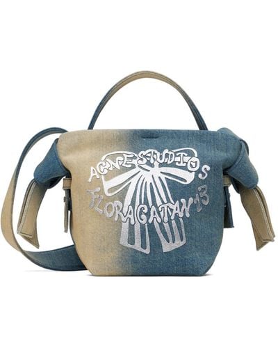 Acne Studios Mini sac à bandoulière bleu à nœuds musubi