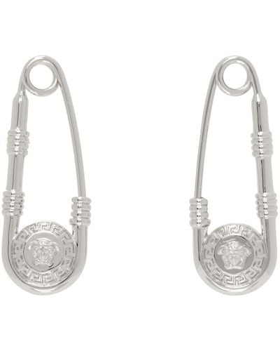 Versace Safety Pin Earrings - White