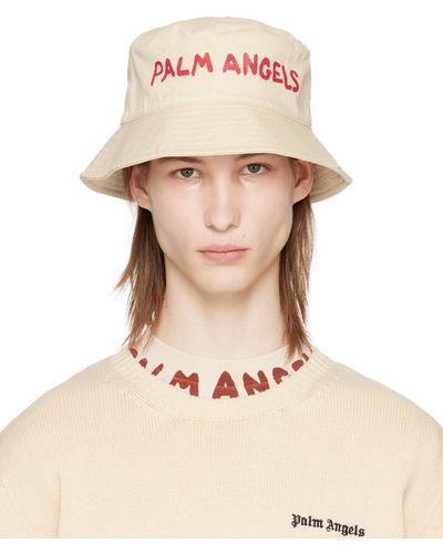 Palm Angels Chapeau bob blanc cassé à logos - Neutre