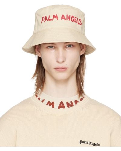 Palm Angels オフホワイト ロゴ バケットハット - ナチュラル