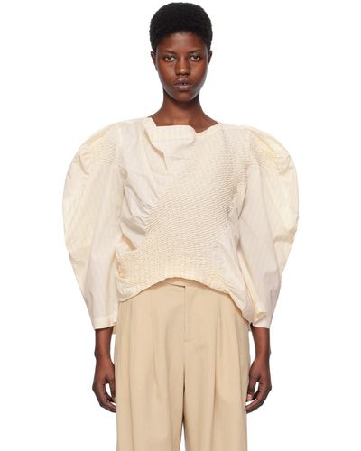 Issey Miyake Off-white Contraction Blouse - Natural