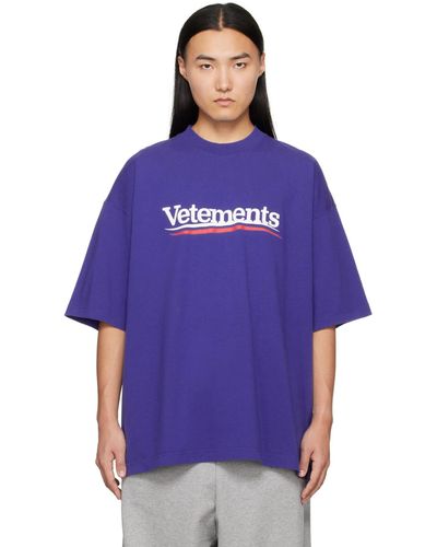 Vetements T-shirt bleu à logos modifiés - Violet