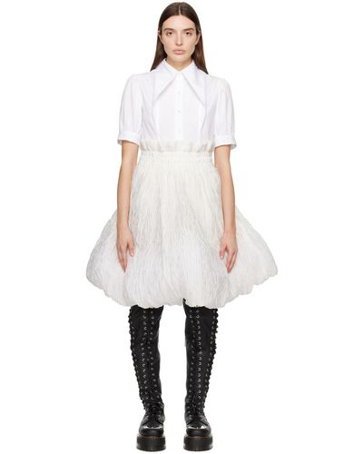 Noir Kei Ninomiya オフホワイト バブルヘム ミディアムスカート - ブラック