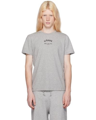 Ganni Gray Relaxed T-shirt - Multicolor