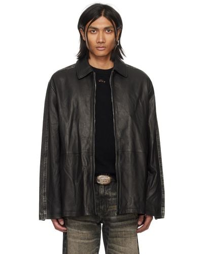 DIESEL Black L-stoller Leather Jacket