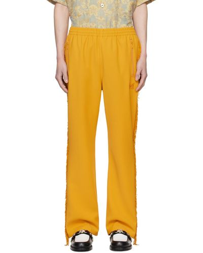 Needles Pantalon de survêtement jaune à franges