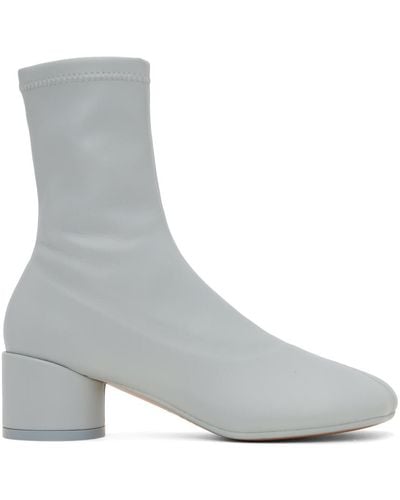 MM6 by Maison Martin Margiela Blue Anatomic Stretch Ankle Boots - Grey