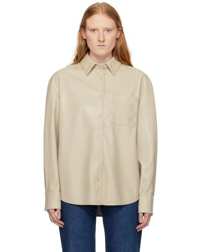 Frankie Shop Beige Chrissie Faux-leather Shirt - Natural