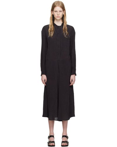 Lemaire Black Gusset Collar Shirt Midi Dress