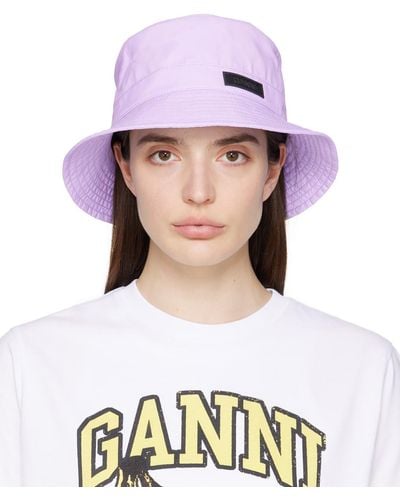 Ganni Purple Recycled Tech Bucket Hat - Multicolour