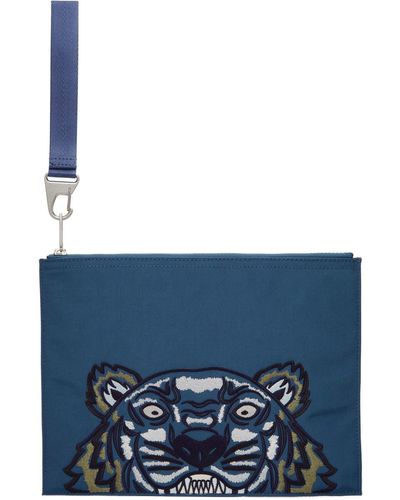 KENZO ブルー ラージ Kampus Tiger ポーチ