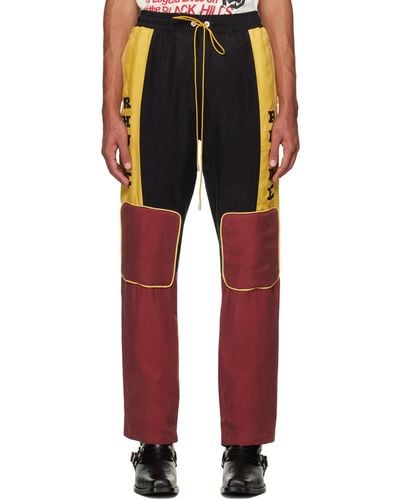 Rhude Yellow & Burgundy Paneled Pants - Red
