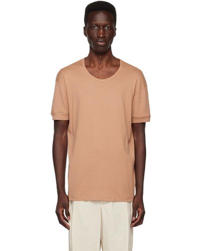 Lemaire Beige Ribbed T-shirt - Multicolor