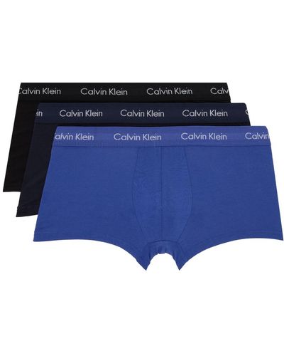 Calvin Klein Three-pack Multicolor Low-rise Boxer Briefs - Blue