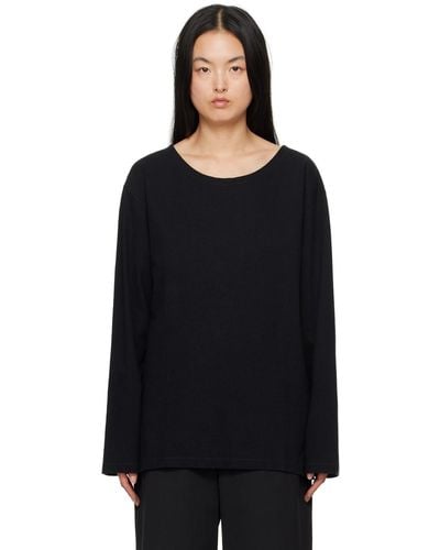 Lemaire Wide Neck Long Sleeve T-shirt - Black