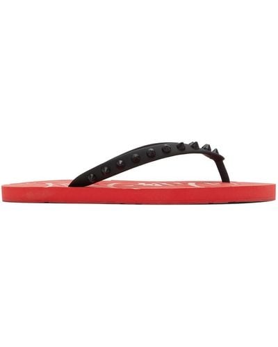 Christian Louboutin Red Loubi Flat Sandals - Black