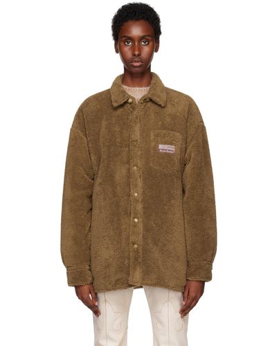 Acne Studios Blouson doux brun en molleton - Marron