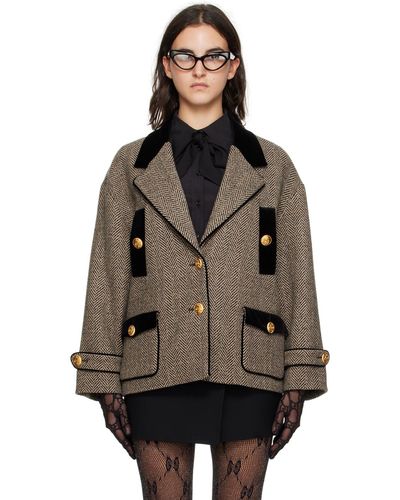 Gucci Wool Herringbone Coat - Multicolour