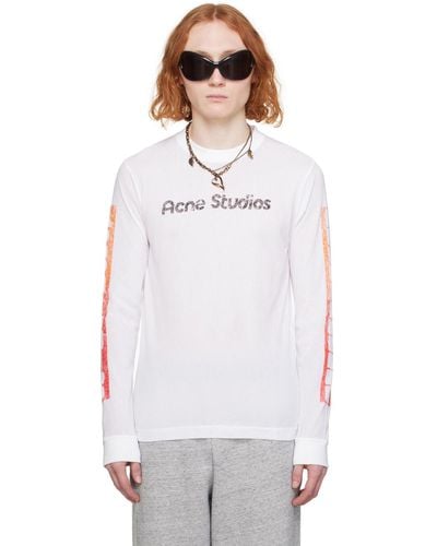Acne Studios ホワイト ロゴプリント 長袖tシャツ
