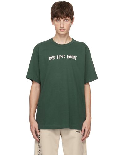 Helmut Lang Green Scribbled Cowboy T-shirt