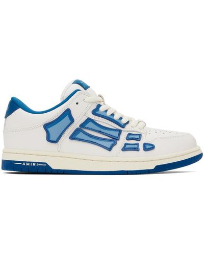 Amiri Baskets basses épaisses bleu et blanc à appliqués skel top