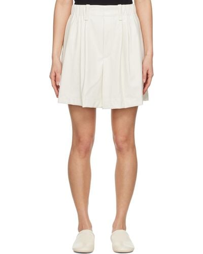 Issey Miyake Off-white Figure Faux-leather Shorts