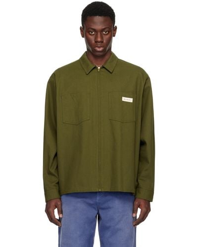 Marni Zip-Up Long Sleeve Shirt - Green