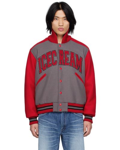 BBC ICECREAM COLLEGE VARSITY JACKET- RED