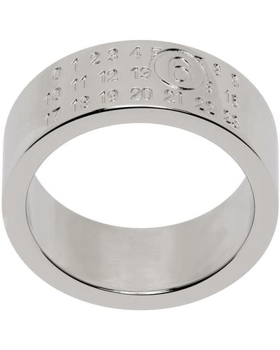 MM6 by Maison Martin Margiela Silver Numeric Minimal Signature Ring - Metallic