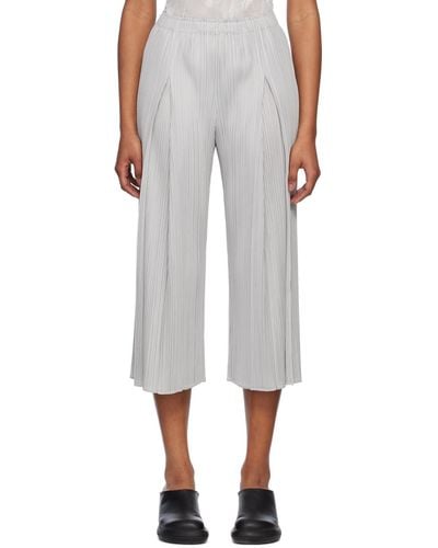 Pleats Please Issey Miyake Grey Monthly Colours April Trousers - White