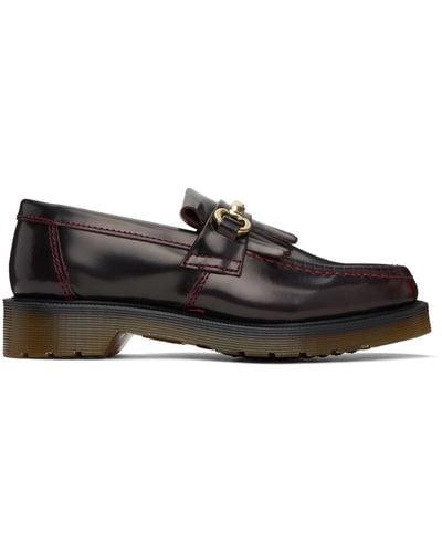 Dr. Martens Burgundy Adrian Snaffle Smooth Leather Kiltie Loafers - Black