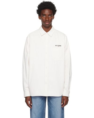 we11done Printed Denim Shirt - White