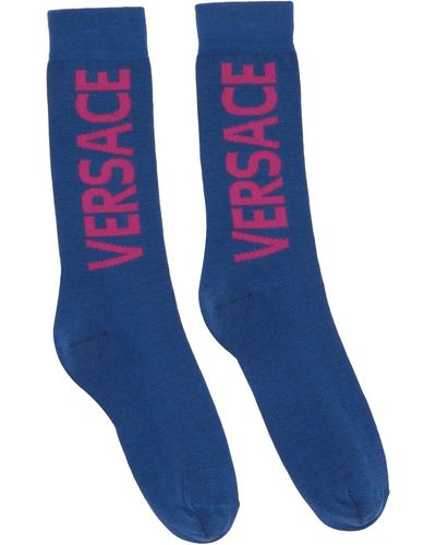 Versace Chaussettes bleues à logo