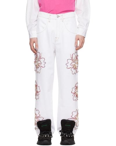 Bluemarble Embroidered Jeans - White