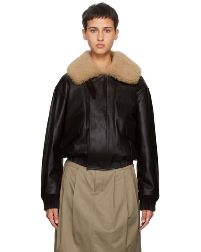 Lemaire Black Zip Leather Jacket