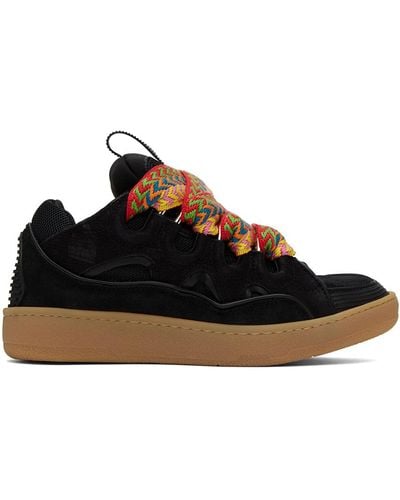 Lanvin Leather Curb Sneakers - Black