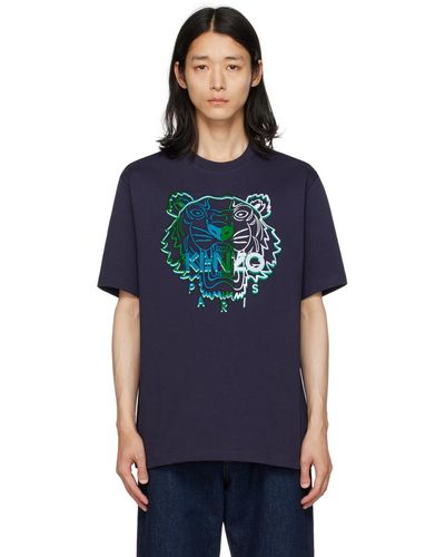 KENZO T-shirt bleu marine à image de tigre modifiée