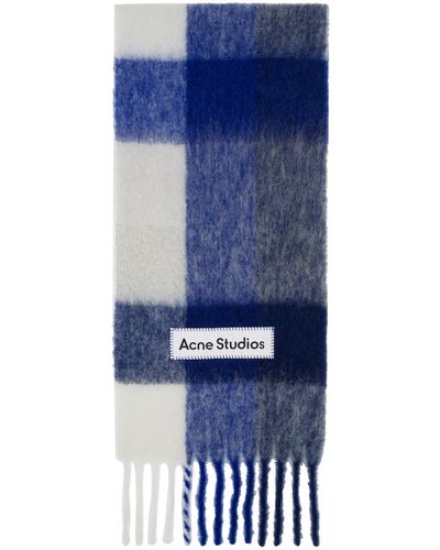 Acne Studios Écharpe bleu et blanc à carreaux