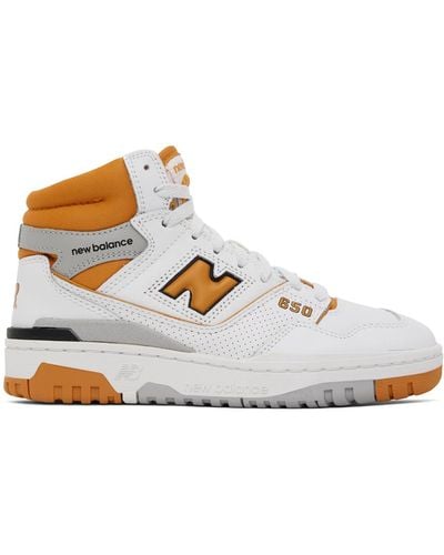 New Balance White & Orange 650 Sneakers - Black
