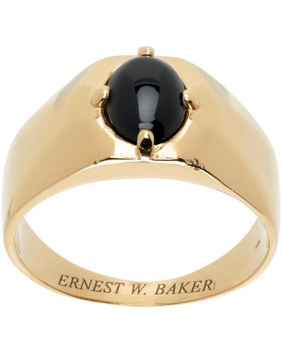 Ernest W. Baker Bague dorée à onyx - Métallisé