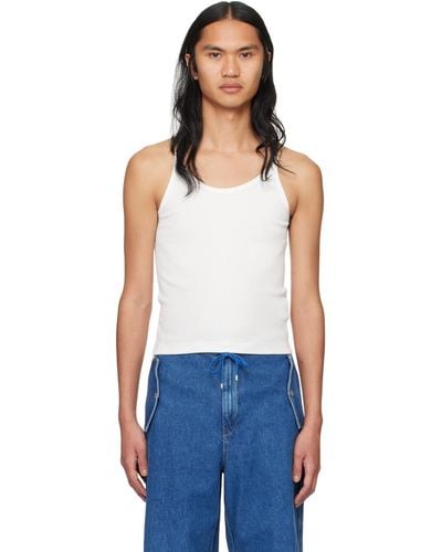 Dion Lee White Wire Strap Tank Top - Blue