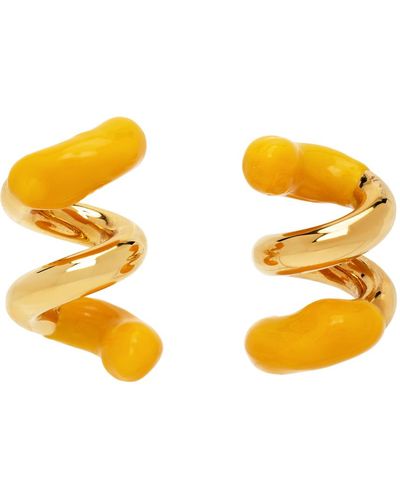 Sunnei Rubberized Fusillo Earrings - Yellow