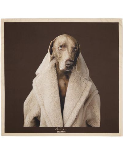 Max Mara Dog Printed Raffia Scarf - Brown